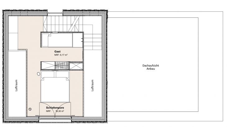 Grundriss unseres Bergchalets im Obergeschoss Grundriss Bergchalet mit Schlafbereich