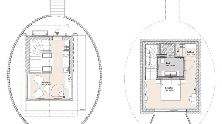 Grundriss unseres Nests Grundriss Nest mit Wohnbereich und Schlafbereich